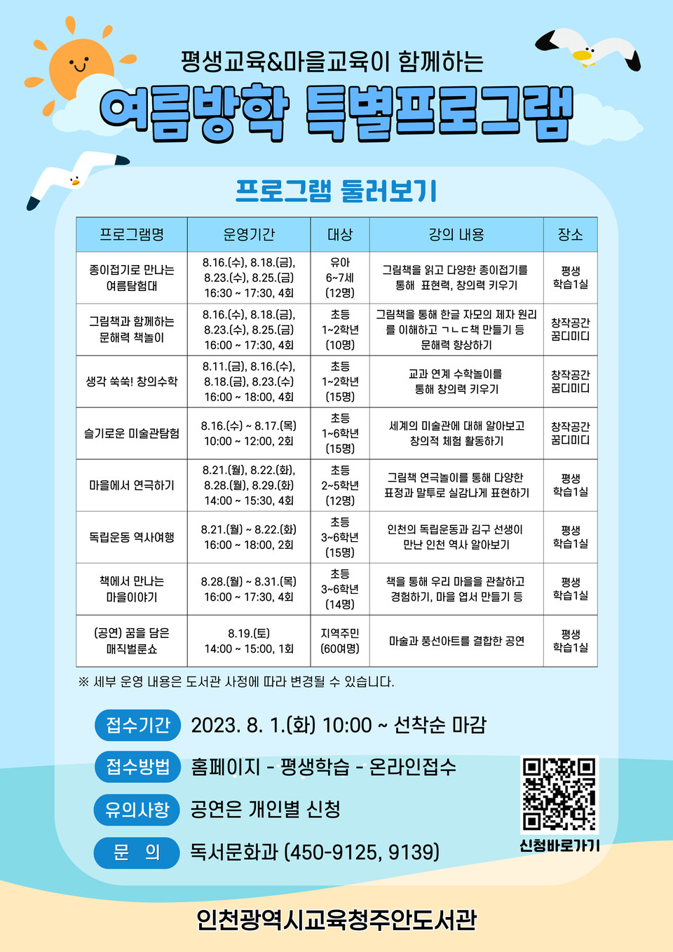 인천광역시교육청주안도서관, 지역주민 대상 여름방학 특별프로그램 운영, 사진/인천시교육청 제공