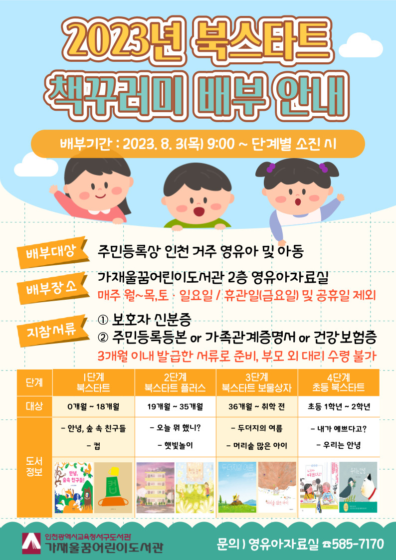 인천광역시교육청서구도서관, 가재울꿈어린이도서관 북스타트 책 꾸러미 배부, 사진/인천시교육청 제공