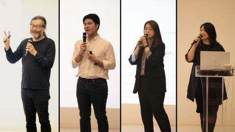 왼쪽부터 이명현 천문학 박사, 안웅기 SK텔레콤씨에스T1 최고운영책임자, 신혜진 디지털리터러시교육협회 수석, 이선영 원묵초 학부모의 발표 모습, 사진/디지털리터러시교육협회 제공