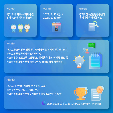 ‘제25기 경기도청소년참여위원회’ 모집 안내 카드뉴스, 이미지/경기도청소년활동진흥센터 제공