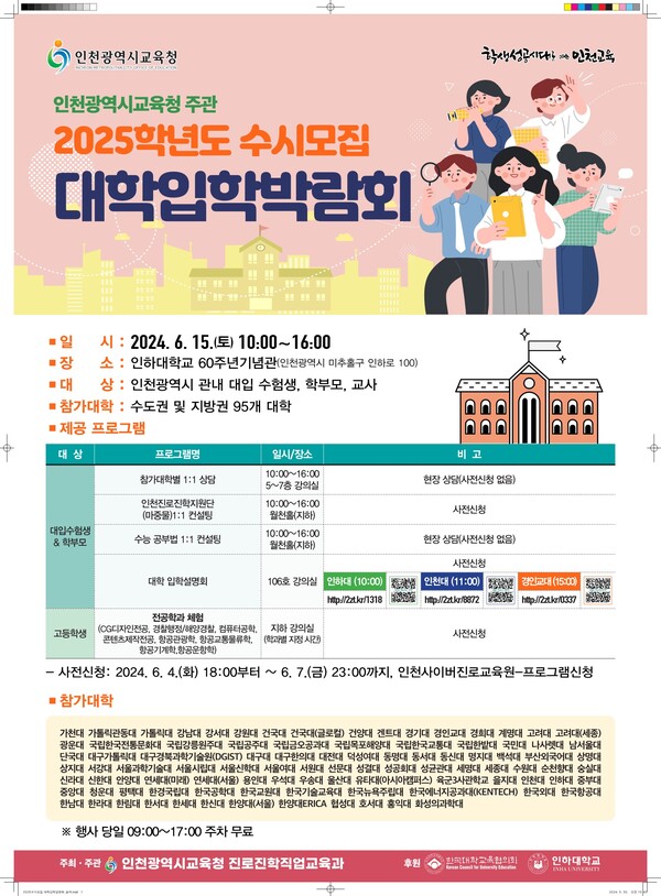 2025학년도 수시모집 대학입학박람회 포스터, 이미지/인천시교육청 제공