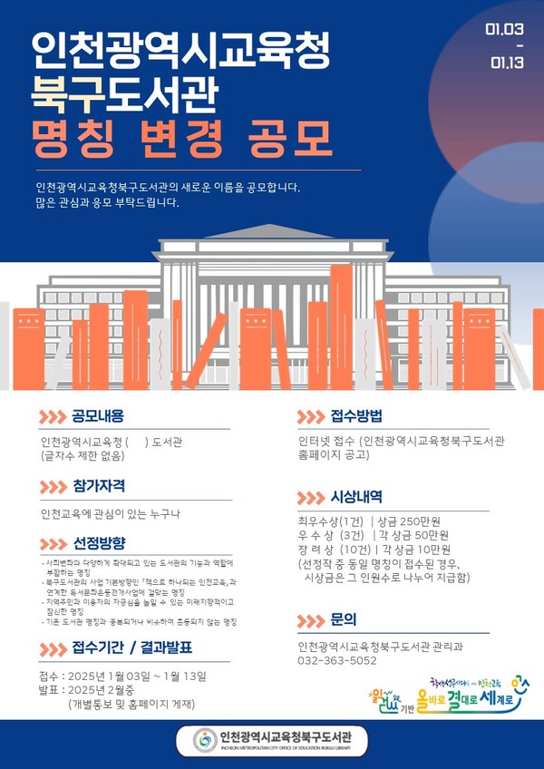 인천광역시교육청북구도서관에서 시민 공모전 ‘도서관의 새이름을 찾습니다!’를 개최하였다, 사진 / 인천광역시교육청북구도서관 제공