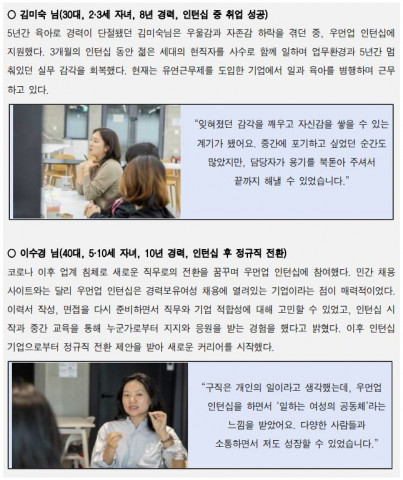‘서울우먼업 인턴십’ 참여자 후기, 이미지 제공 / 서울시여성가족재단