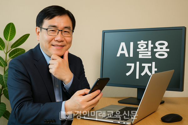 AI를 활용하여 기사를 쓰고 있는 시니어 기자,  이미지 / DALL·E 생성