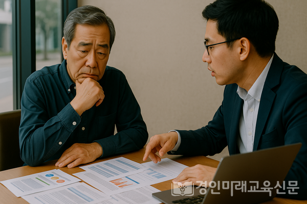 퇴직 후 삶의 방향을 상담받는 신중년의 모습, 이미지 / DALL·E 생성